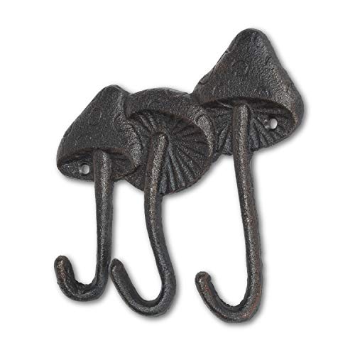 Abbott Collection 27-FOUNDRY-2046 Mushroom Triple Hook, Black/Brown