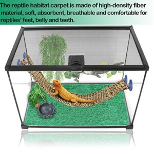 HERCOCCI 2 Pack Reptile Carpet, 39’’ x 20’’ Terrarium Bedding Substrate Liner Reptile Cage Mat Tank Accessories for Bearded Dragon Lizard Tortoise Leopard Gecko Snake (Green)