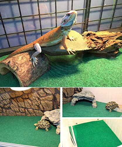 HERCOCCI 2 Pack Reptile Carpet, 39’’ x 20’’ Terrarium Bedding Substrate Liner Reptile Cage Mat Tank Accessories for Bearded Dragon Lizard Tortoise Leopard Gecko Snake (Green)