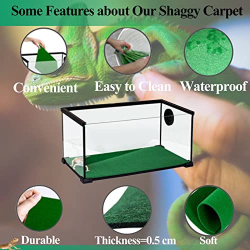 HERCOCCI 2 Pack Reptile Carpet, 39’’ x 20’’ Terrarium Bedding Substrate Liner Reptile Cage Mat Tank Accessories for Bearded Dragon Lizard Tortoise Leopard Gecko Snake (Green)