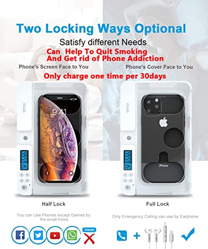 iDiskk Phone Jail Lock Box with Timer, iPhone Timer LockBox for Android Sumsung/Google/iPhone 14/13/13 pro/12/11/X/XR/XS/8/ Cell Phone Jail Lockbox for Kids/Students/Parents to get More Focused