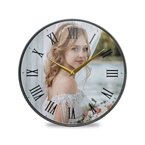 SUABO Personalized Photo Clock, Custom Large Photo Wall Clock, Personalized Family Clock Print, Customized Birthday Wedding Valentine's Day Christmas Graduation Gift