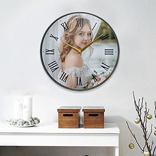 SUABO Personalized Photo Clock, Custom Large Photo Wall Clock, Personalized Family Clock Print, Customized Birthday Wedding Valentine's Day Christmas Graduation Gift