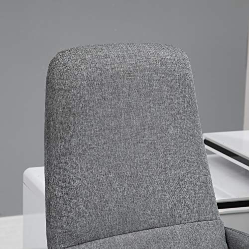 Vinsetto High Back Office Chair Breathable Fabric Computer Home Rocking Seat with Swivel Wheels, and Padded Arms, Grey