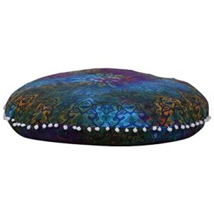 SHIRANYA Large Mandala Floor Pillows Round Bohemian Meditation Cushion Cover Round Poof Pouffe Foot (32 Inch 80 cm Approx) (Multi)