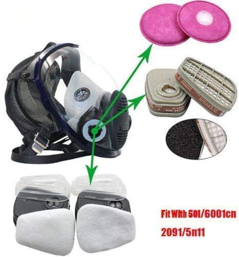 15in 1 Reusable Full Face Respirator Widely Used in Paint Sprayer, Chemical,Woodworking,Dust Protector