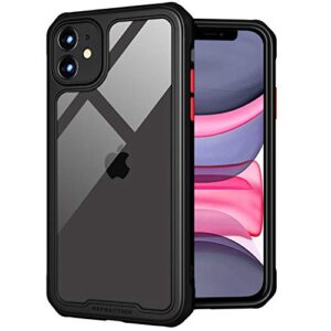 tenoc phone case compatible for iphone 11 case, clear back cover bumper cases for 11 6.1-inch, black