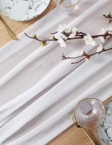 yjkis white chiffon table runner 27x120 inches rustic sheer runner bridal wedding party decorations romantic wedding table runner