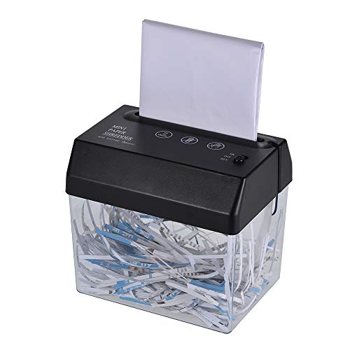 Mini USB Paper Shredder Small Electric A6 Paper Shredder Strip Cut Desktop Battery Shredder Paper Cutting Machine with Letter Opener for Office Home