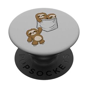 for sloth lovers cute kawaii baby sloths in pocket popsockets swappable popgrip