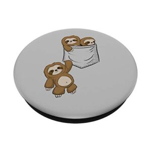 For Sloth Lovers Cute Kawaii Baby Sloths In Pocket PopSockets Swappable PopGrip