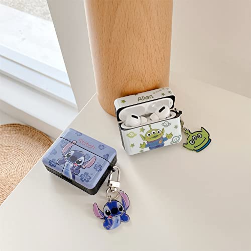 Soft TPU Smooth Blue Stitch Case with Charm and Keychain for Apple AirPods Pro AirPods 2019 Model Walt Disney Disneyland Cartoon Anime Animation Cute Lovely Classic Girls Kids Boys Women