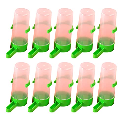 Scicalife 10PCS Bird Water Dispenser for Cage - Birds Feeder Drinker Waterer Clip with Automatic Drinking Water Sprinkler Proof Bird Cup for Parrots Budgie Cockatiel Lovebirds L