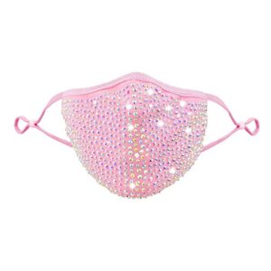 HonpraD Womens Rhinestone Masquerade Mas_k for Halloween Christmas,Reusable Face Bandanas, Diamond Msaks (C,1PCmask+2PCfilter)