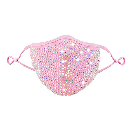 HonpraD Womens Rhinestone Masquerade Mas_k for Halloween Christmas,Reusable Face Bandanas, Diamond Msaks (C,1PCmask+2PCfilter)