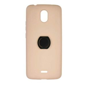 oujietong case for blu view mega b110dl tracfone case stand tpu silicone cover + metal 360° rotating ring pink