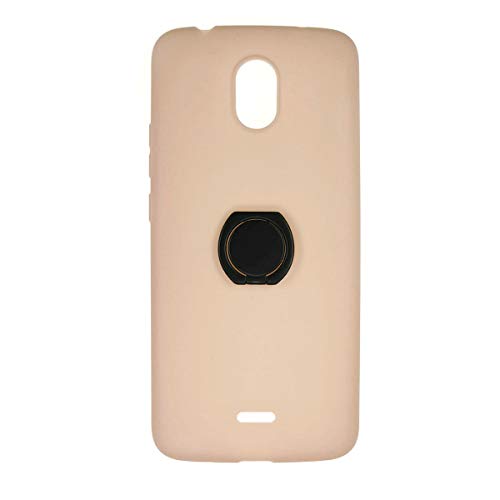 Oujietong Case for Blu View Mega B110DL Tracfone Case Stand TPU Silicone Cover + Metal 360° Rotating Ring Pink