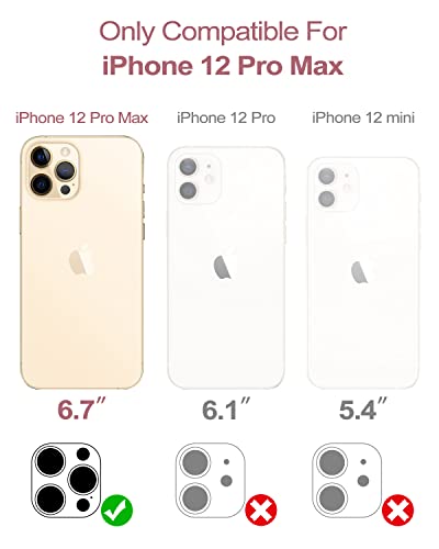 WeLoveCase for iPhone 12 Pro Max Wallet Case with Credit Card Holder & Hidden Mirror, Three Layer Shockproof Heavy Duty Protection Cover Protective Case for iPhone 12 Pro Max - 6.7inch Rose Gold