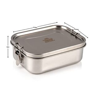 Indian-Tiffin Stainless Steel Large Single Layer Rectangular LunchBox (Medium)