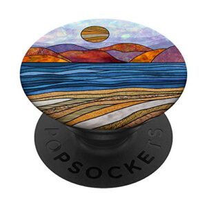 the sea, the beach & the mountains sun - happy nature popsockets popgrip: swappable grip for phones & tablets