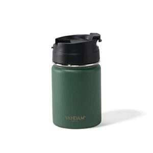 stainless steel tumbler 8.8oz/260ml - green | vacuum insulated, double wall, sweat-proof sipper bottle with lid for hot and cold drinks | travel coffee sports bottle