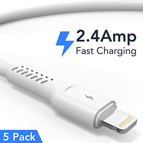 6 inch iPhone Charge Cable Short, 0.5ft 5Pack USB to Lightning Cord for Fast Charging Stations Compatible with Apple iPhone 12 11 Pro Max Xs 8 7 6 5 Plus, iPad Air/Mini