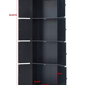 Kings Brand Furniture Lyons 4-Tier 68" Kitchen Pantry Storage Cabinet with 8 Doors, Black
