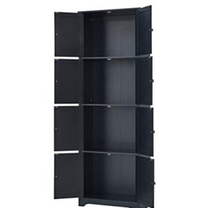 Kings Brand Furniture Lyons 4-Tier 68" Kitchen Pantry Storage Cabinet with 8 Doors, Black