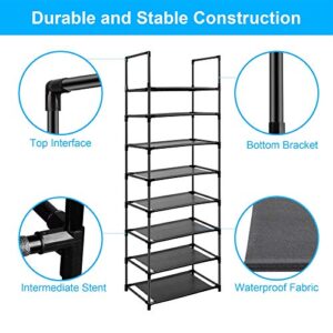 Easyhouse 8 Tier Metal Sturdy Shoe Rack for Entryway/Closet, Stores 16-20 Pairs of Shoes, Multi-use Shelf Organizer for Space Saving Storage