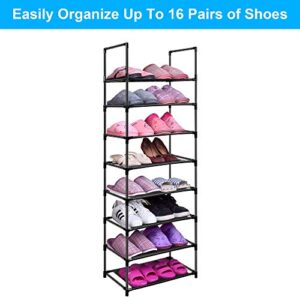 Easyhouse 8 Tier Metal Sturdy Shoe Rack for Entryway/Closet, Stores 16-20 Pairs of Shoes, Multi-use Shelf Organizer for Space Saving Storage