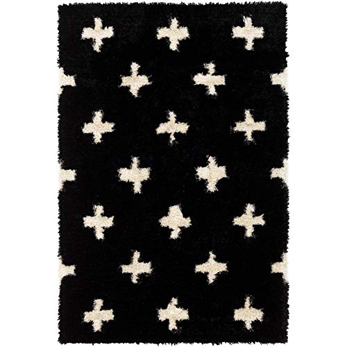 Artistic Weavers Modern Soft Swiss Cross Shag Area Rug, 5' x 7'6", Black