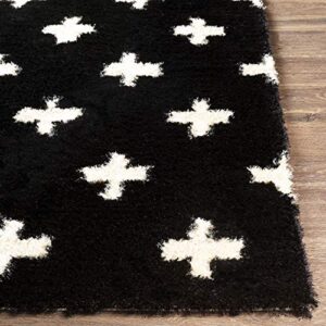 Artistic Weavers Modern Soft Swiss Cross Shag Area Rug, 5' x 7'6", Black