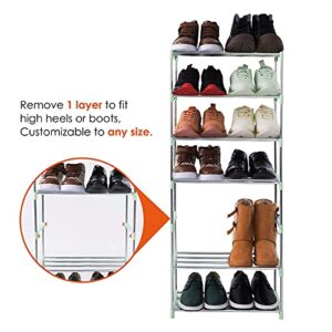 Xerhnan 4-Tier Stackable Small Shoe Rack, Lightweight Shoe Shelf Storage Organizer for Entryway, Hallway and Closet (green)