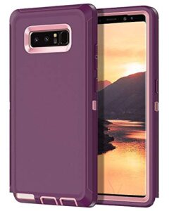 i-honva for galaxy note 8 case shockproof dust/drop proof 3-layer full body protection [without screen protector] rugged heavy duty durable cover case for samsung galaxy note 8, purple/pink