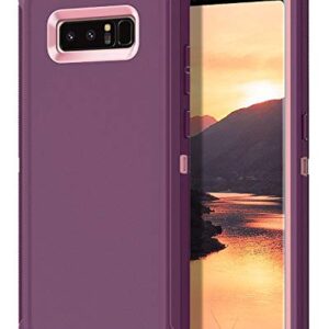 I-HONVA for Galaxy Note 8 Case Shockproof Dust/Drop Proof 3-Layer Full Body Protection [Without Screen Protector] Rugged Heavy Duty Durable Cover Case for Samsung Galaxy Note 8, Purple/Pink