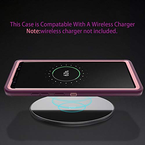 I-HONVA for Galaxy Note 8 Case Shockproof Dust/Drop Proof 3-Layer Full Body Protection [Without Screen Protector] Rugged Heavy Duty Durable Cover Case for Samsung Galaxy Note 8, Purple/Pink