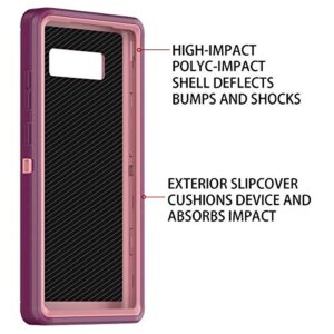 I-HONVA for Galaxy Note 8 Case Shockproof Dust/Drop Proof 3-Layer Full Body Protection [Without Screen Protector] Rugged Heavy Duty Durable Cover Case for Samsung Galaxy Note 8, Purple/Pink