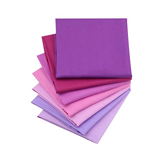 15.7 x 19.7 inch Solid Color Cotton Quilted Fabric Thick Craft Printed Fabric high-Density Covered Square Stitching Velvet DIY Sewing, Cotton,7pcs / Bag (E)