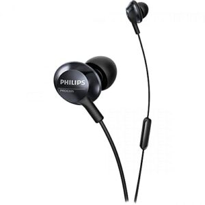 philips pro wired earbuds, in ear headphones with mic powerful bass, hi-res audio, comfort fit, lightweight ear phones with microphone