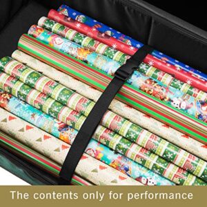 Rolling Wrapping Paper Storage Organizer-Ultimate Present Wrap Station on Wheels- Holds Holiday Gift Bags, 30-40” Rolls, Bows & Ribbon by Elf Stor, (L) 42” x (W) 16” x (H) 13”, Green