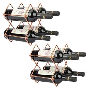 dreamideco tabletop wine holder, metal countertop wine rack freestanding, hold 6 wine bottles,perfect for home decor & kitchen storage, bar, wine cellar, cabinet, pantry,bar (rose gold, 2 packs)