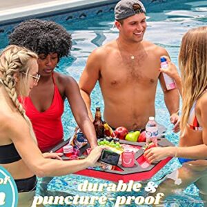 Polar Whale Large Floating Spa Hot Tub Bar Drink and Food Table Red and Black Refreshment Tray for Pool or Beach Party Float Lounge Durable Foam 23.5 Inches 9 Compartment UV Resistant