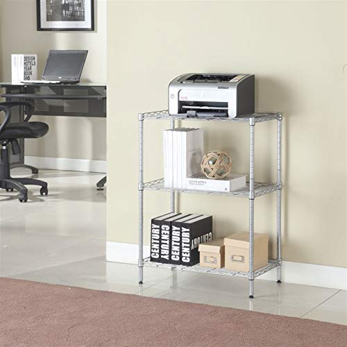 Kjzeex Heavy Duty Storage Shelving Unit,Concise 3 Layers Carbon Steel & PP Storage RackMetal Organizer Wire Rack, Chrome (Silver)