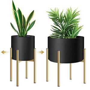 plant stand, metal plant stands for indoor plants adjustable for 8 9 10 11 12 inches pot, planter stand mid century stable stylish corner plant stand for outdoor, gold 1pack, pot not included