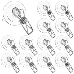 16 pieces suction cup clips plastic round suction cup clamp holder suction cups with clips heavy duty for hanging home office accessories