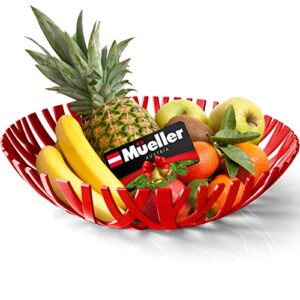 mueller fruit basket, european fruit bowl, fruit and vegetables holder for counters, kitchen, countertop, home decor, high-end look, red