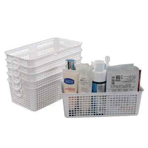 tstorage slim plastic storage baskets with circles, plastic desktop pencil baskets, 6 packs