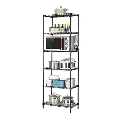 SUNNYSONG 5 Tier Metal Storage Shelves, Kitchen Storage Shelf,Metal Storage Shelves Unit Perfect for Laundry Bathroom Closet Shelves Microwave Stand (Black, (21.25 x 11.42 x 58.26))