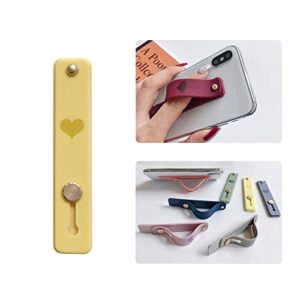 Phone Grip Holder Portable Telescopic Finger Strap Bracket Phone Loop Finger Kickstand for Universal Phone Charms (Yellow withHEART)