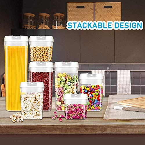 Food Storage Container Set,Pantry Organization and Storage, Kitchen Canisters with Lids, Leak-Proof Pantry Storage Containers for Flour, Sugar, Baking Supplies,7PCS Set